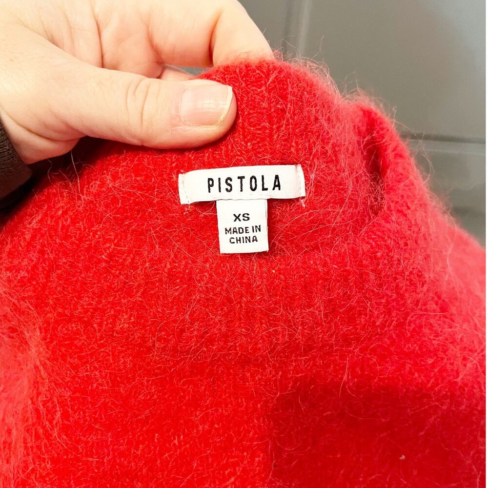 Pistola Micah Elbow Length Boxy Crewneck Sweater Ruby Red XS - Picture 3 of 6